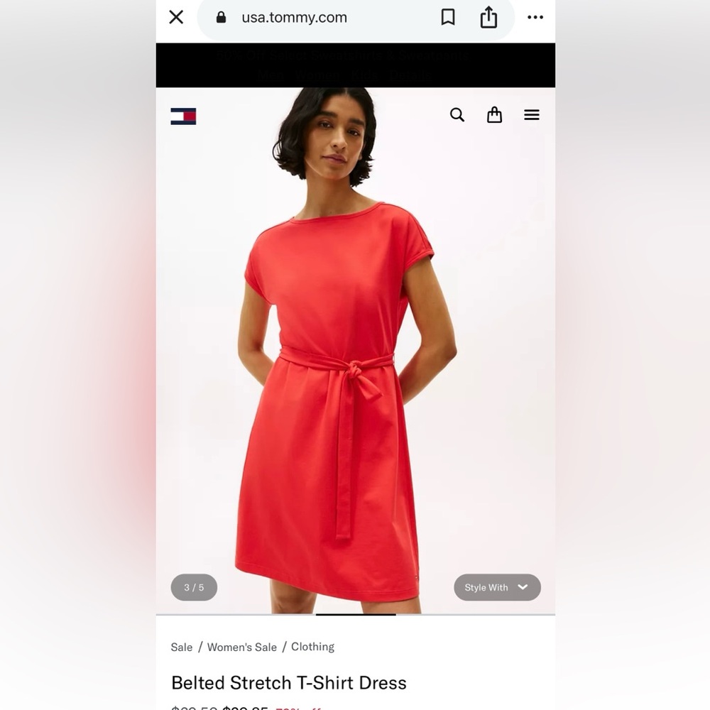 Tommy Hilfiger Red Mini Dress with Belt